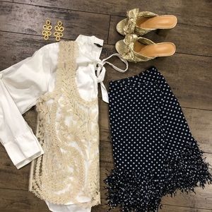 Chic Sheer Tank with Gold Embroidery